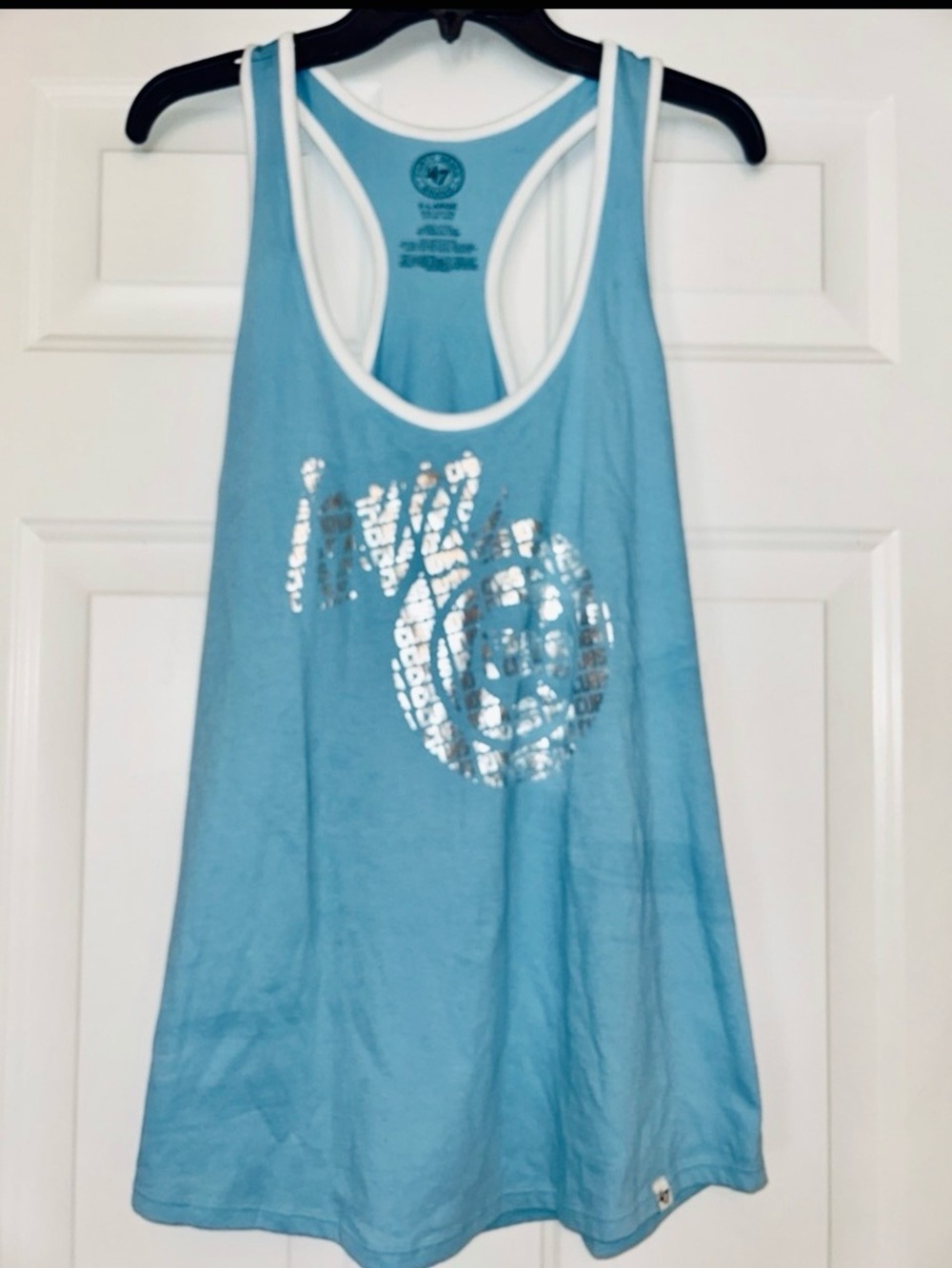Iowa Cubs Racerback Cotton Tank Top XL NWT Blue Silver Foil Logo Glam Metallic